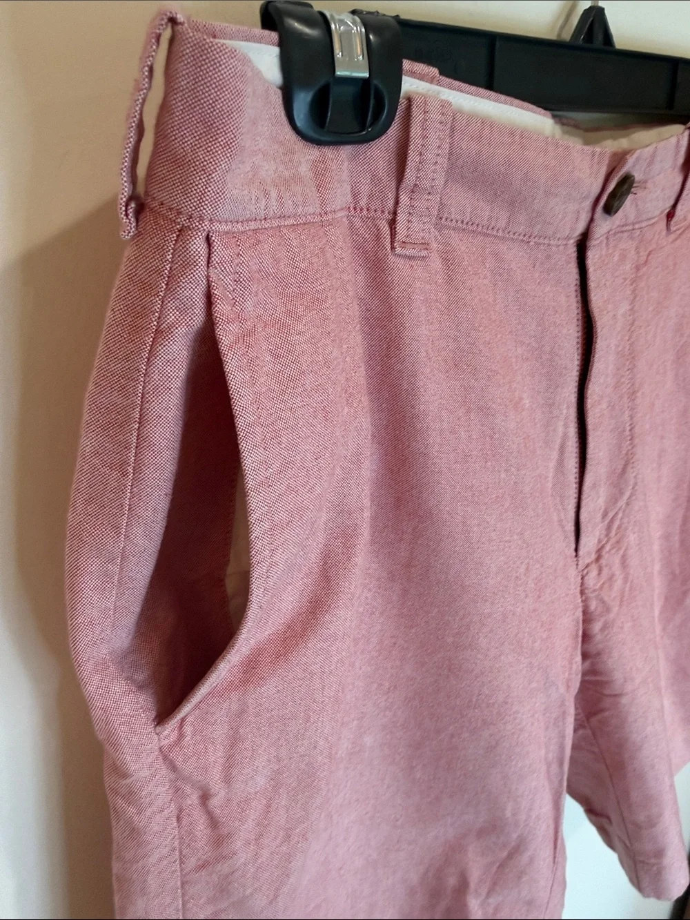J. Crew Men's 100% Cotton Flat-Front Light Red Casual Shorts, 32